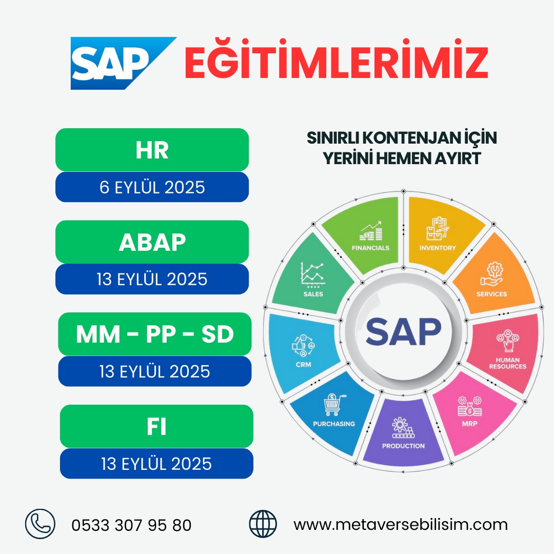 SAP MODÜLLERİ EĞİTİM TARİHLERİMİZ